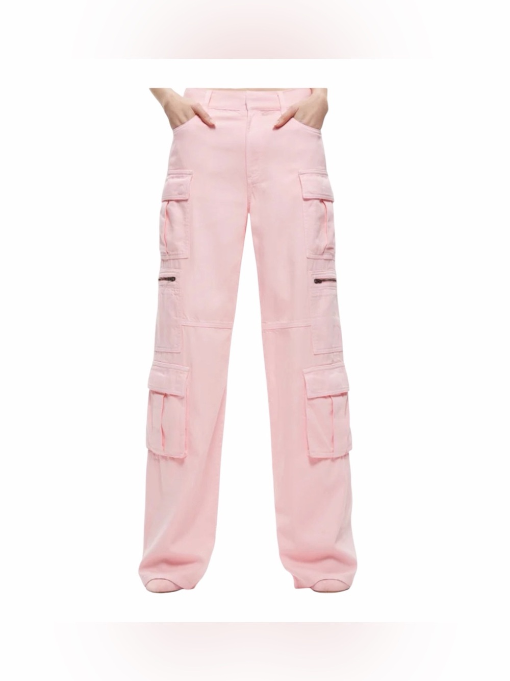 Alice and Olivia cay baggy cargo jean in light pink size 28